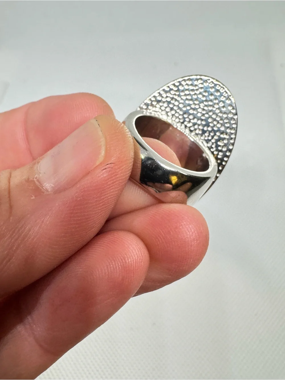 Large Genuine Tiger’s Eye Oval Statement Ring Silver Tone Size 6.5